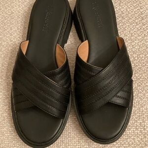 Madewell the Alina Platform slide Black leather 8.5